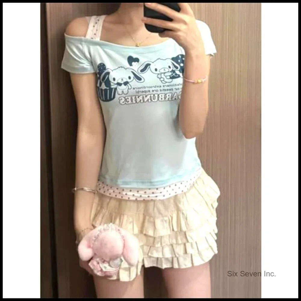 Y2K Harajuku Graphic Baby Tee Vintage Grunge Emo Kawaii Streetwear Top